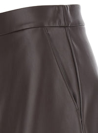 'S Maxmara Women 'Nordica' Brown Skirt With Hidden Zip Closure At The Back In Eco Leather For Women