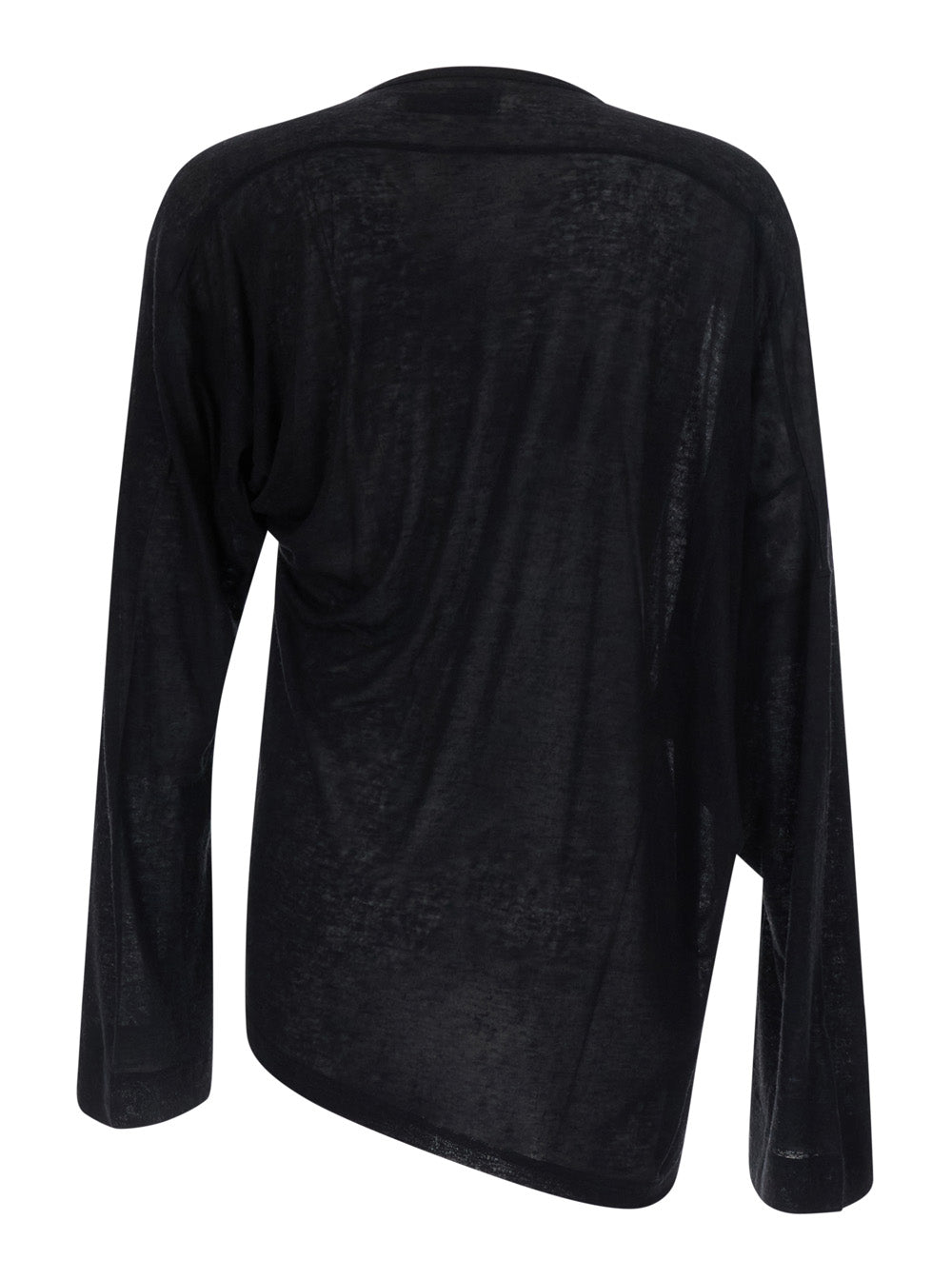 Vivienne Westwood Men Black Crew-Neck Top With Orb Embroidery On The Front And An Asymmetrical Hem In Viscose Blend For Men