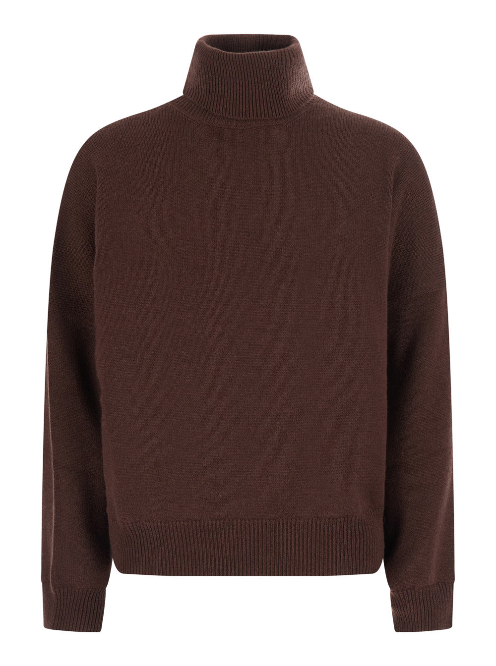 Brunello Cucinelli Women Brown Turtleneck Sweater With Monile On The Neck In Cashmere For Women