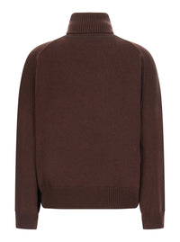 Brunello Cucinelli Women Brown Turtleneck Sweater With Monile On The Neck In Cashmere For Women