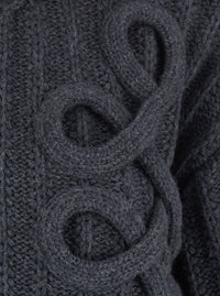 Etro Women Grey High-Neck Cardigan With Chunky Embroidery On The Front And Ribbed Knit In Wool For Women
