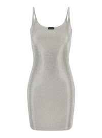 Gucci Women Metallic Sleeveless Dress With U-Neck And All-Over Crystals In Stretch Tech Fabric For Women