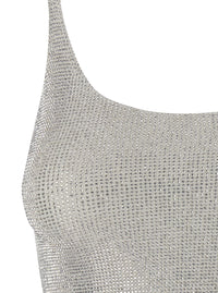 Gucci Women Metallic Sleeveless Dress With U-Neck And All-Over Crystals In Stretch Tech Fabric For Women