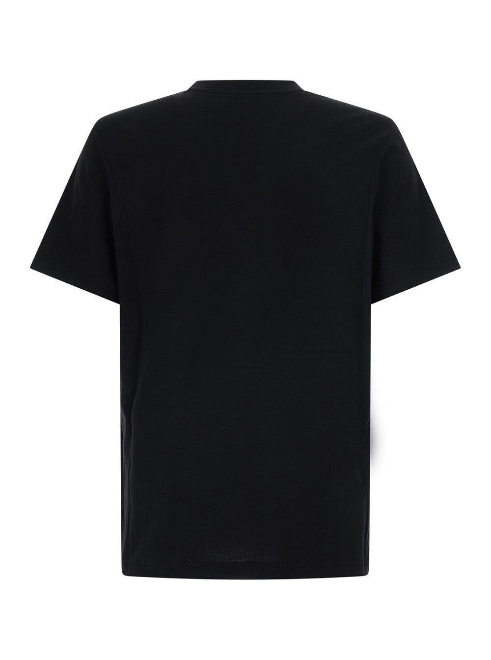 Moncler Men Black Crewneck T-Shirt With Front Logo Patch In Cotton For Men