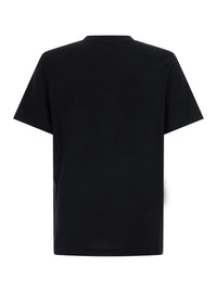 Moncler Men Black Crewneck T-Shirt With Front Logo Patch In Cotton For Men