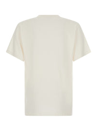 Moncler Men White Crew-Neck T-Shirt With Logo Lettering And Logo Patch On The Front In Cotton For Men