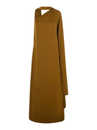 Solace London Women Maxi Long Dress In Beige Fabric For Women
