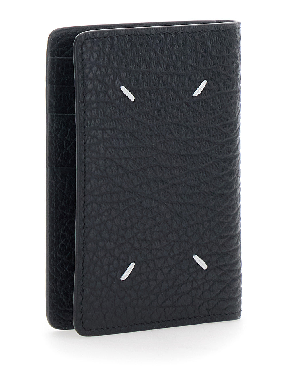 Maison Margiela Men Wallet With Four Stitches On The Back In Black Leather For Women