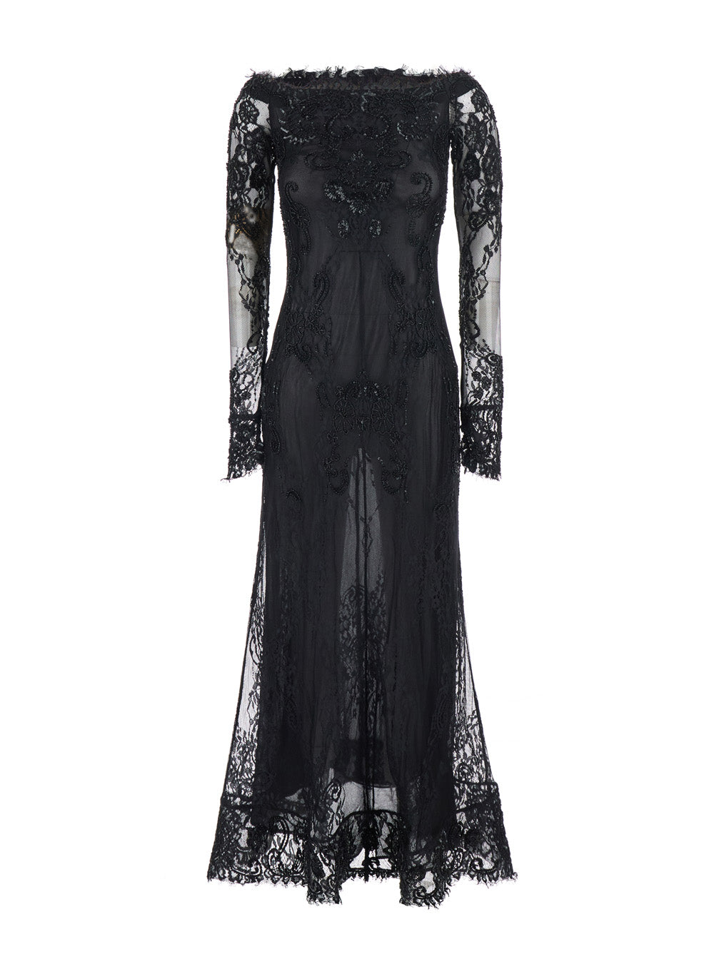 BLUMARINE Blumarine Women Black Dress With Frayed Edges And Applied Rhinestone Details In Tech Fabric For Women