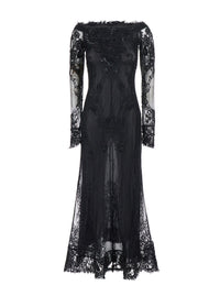 BLUMARINE Blumarine Women Black Dress With Frayed Edges And Applied Rhinestone Details In Tech Fabric For Women