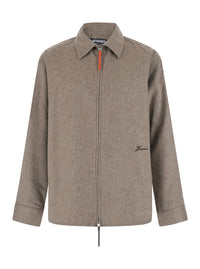 Jacquemus Men Beige Jacket With Front Zip Closure And Side Pockets