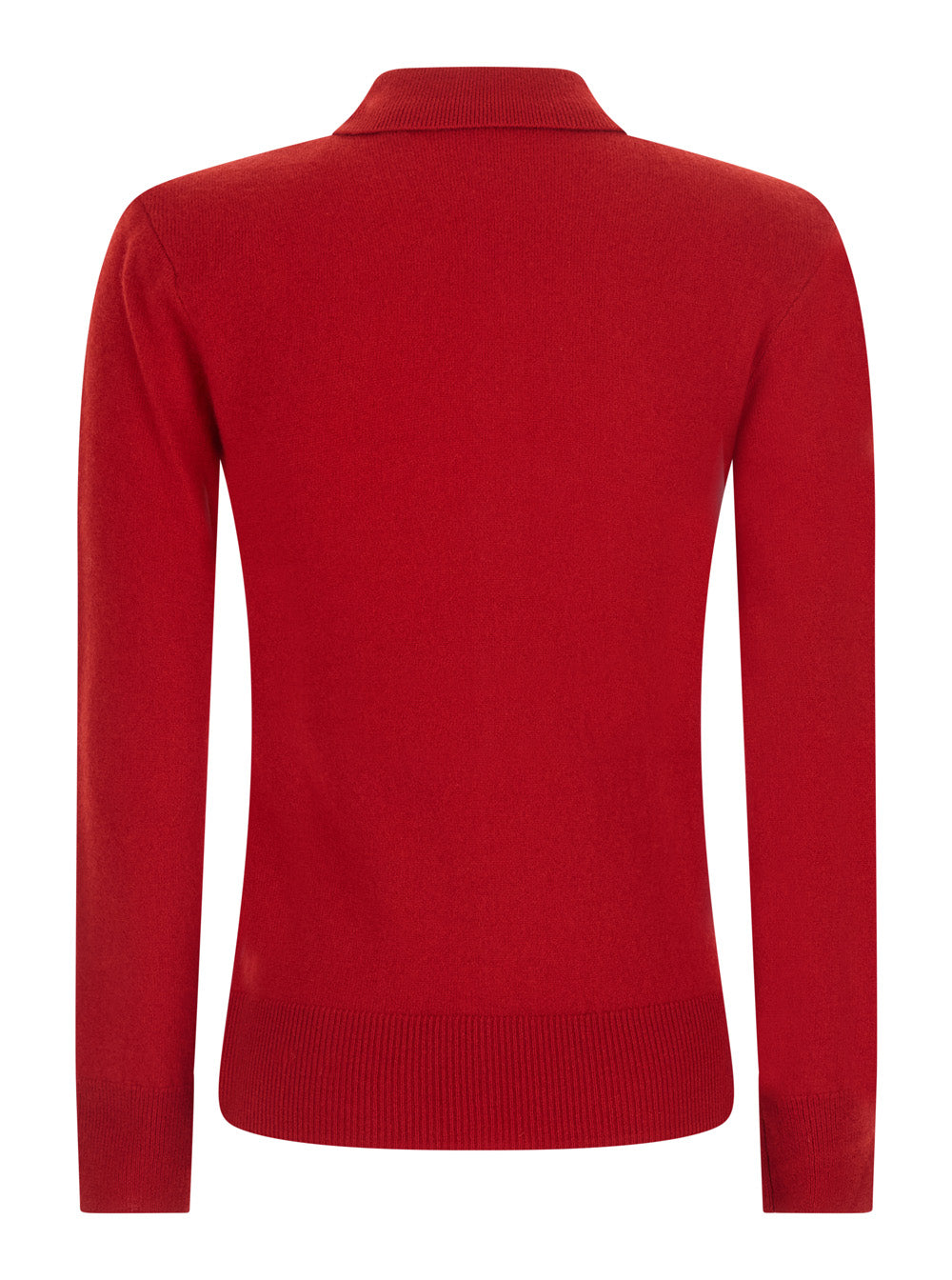 Rotate Women Wool Longsleeves Polo Is A Long-Sleeve Shirt Made Of Merino Wool And Cashmere In Red For Women