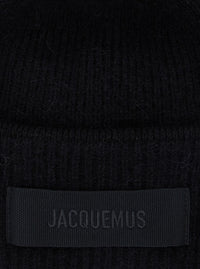 Jacquemus Women Le Bonnet Gros Grain Is A Hat With A Gros Grain Brim Made Of Black Unisex Alpaca, Nylon, And Merino Wool