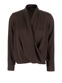 Leplain Women Women's Brown Fabric Wrap Top