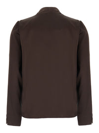 Leplain Women Women's Brown Fabric Wrap Top