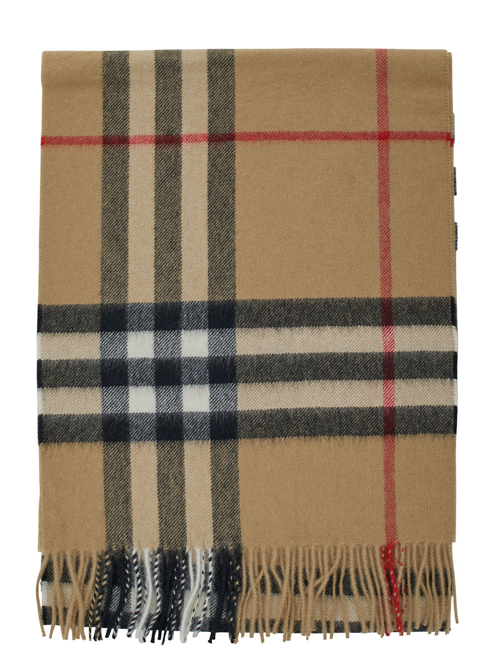 BURBERRY Burberry Women Beige Scarf With Check Motif In Cashmere For Women