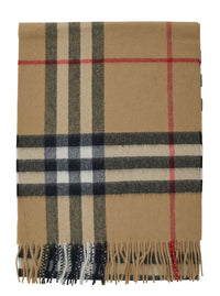 BURBERRY Burberry Women Beige Scarf With Check Motif In Cashmere For Women