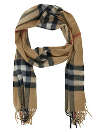 BURBERRY Burberry Women Beige Scarf With Check Motif In Cashmere For Women