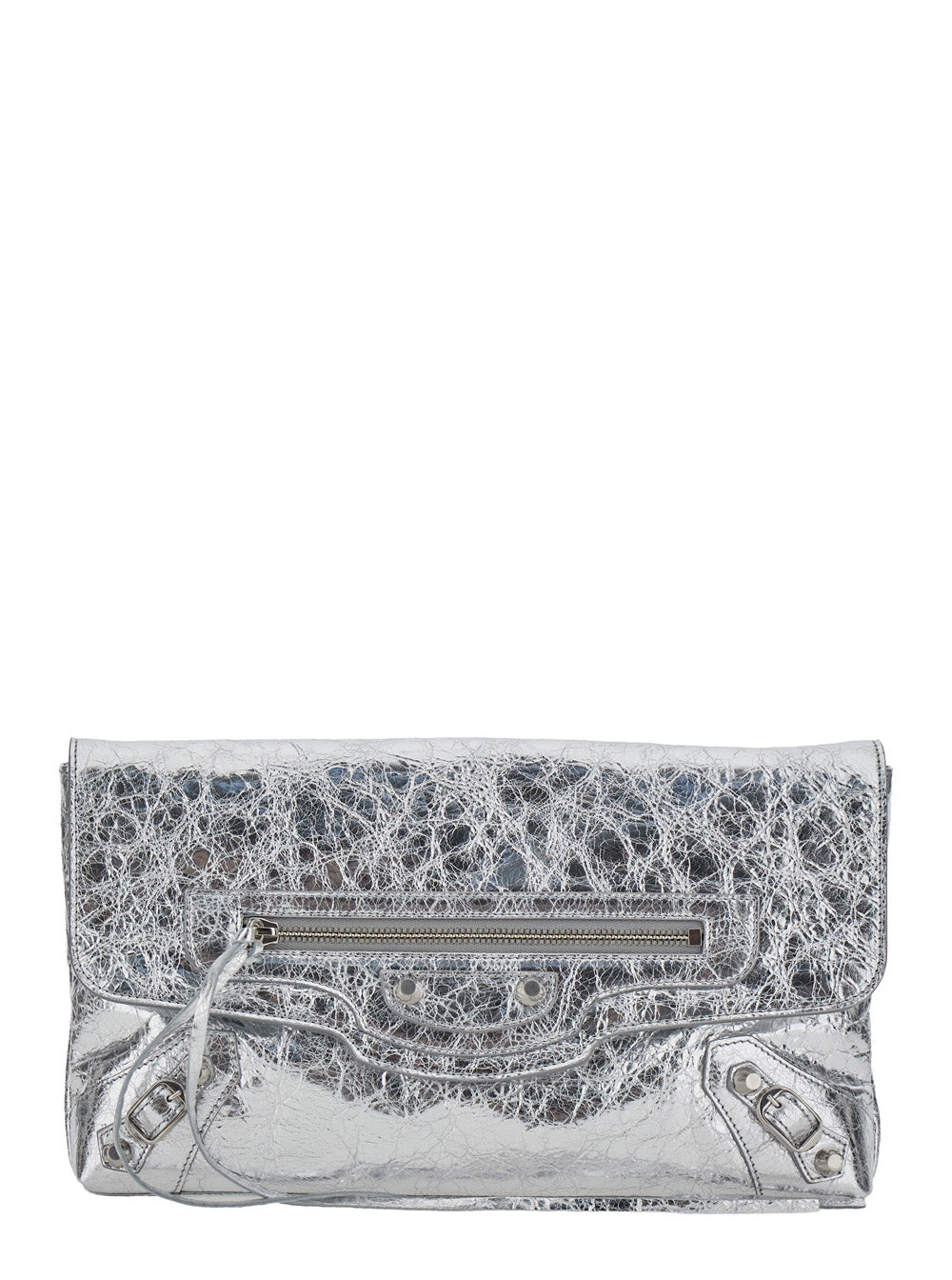 Balenciaga Women Le City Clutch Metallized Arena Lamb