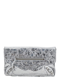 Balenciaga Women Le City Clutch Metallized Arena Lamb