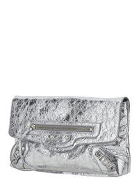 Balenciaga Women Le City Clutch Metallized Arena Lamb