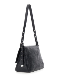 Fendi Women 'Niki' Black Shoulder Bag With Cassandre Plate On The Front And Chain Handles In Leather For Women
