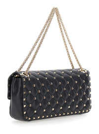 Valentino Garavani Women Small Shoulder Bag | Rockstud Spike | Capretto Lucido Soft/Platinum Studs