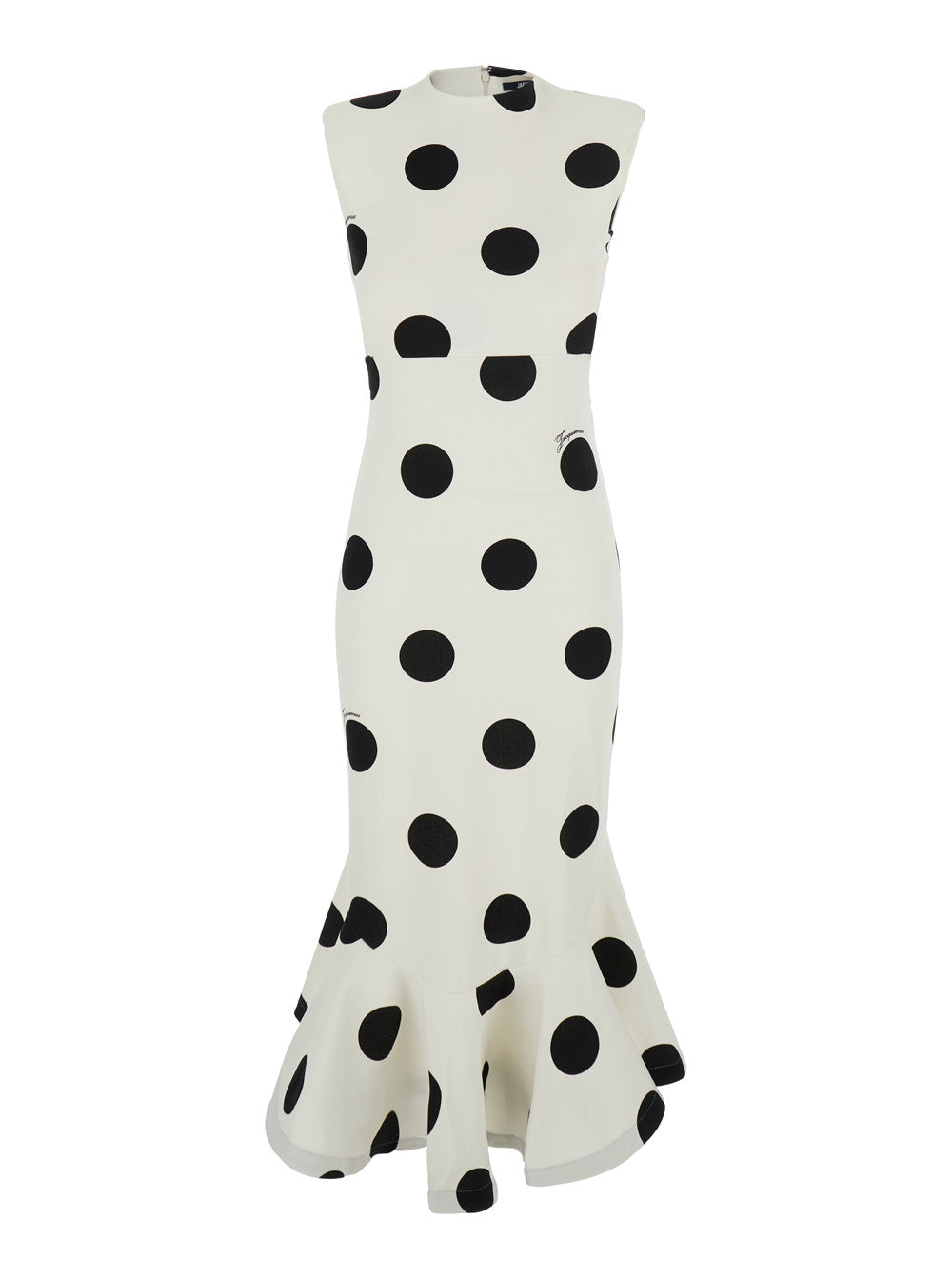 Jacquemus Women La Robe Palmier Pois Is A Long Dress With Long Sleeves And A V-Neck In Viscose, Polyamide And Elastane In Off-White For Women