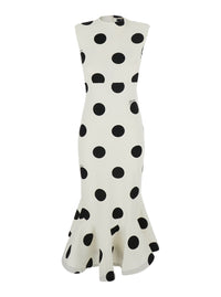 Jacquemus Women La Robe Palmier Pois Is A Long Dress With Long Sleeves And A V-Neck In Viscose, Polyamide And Elastane In Off-White For Women