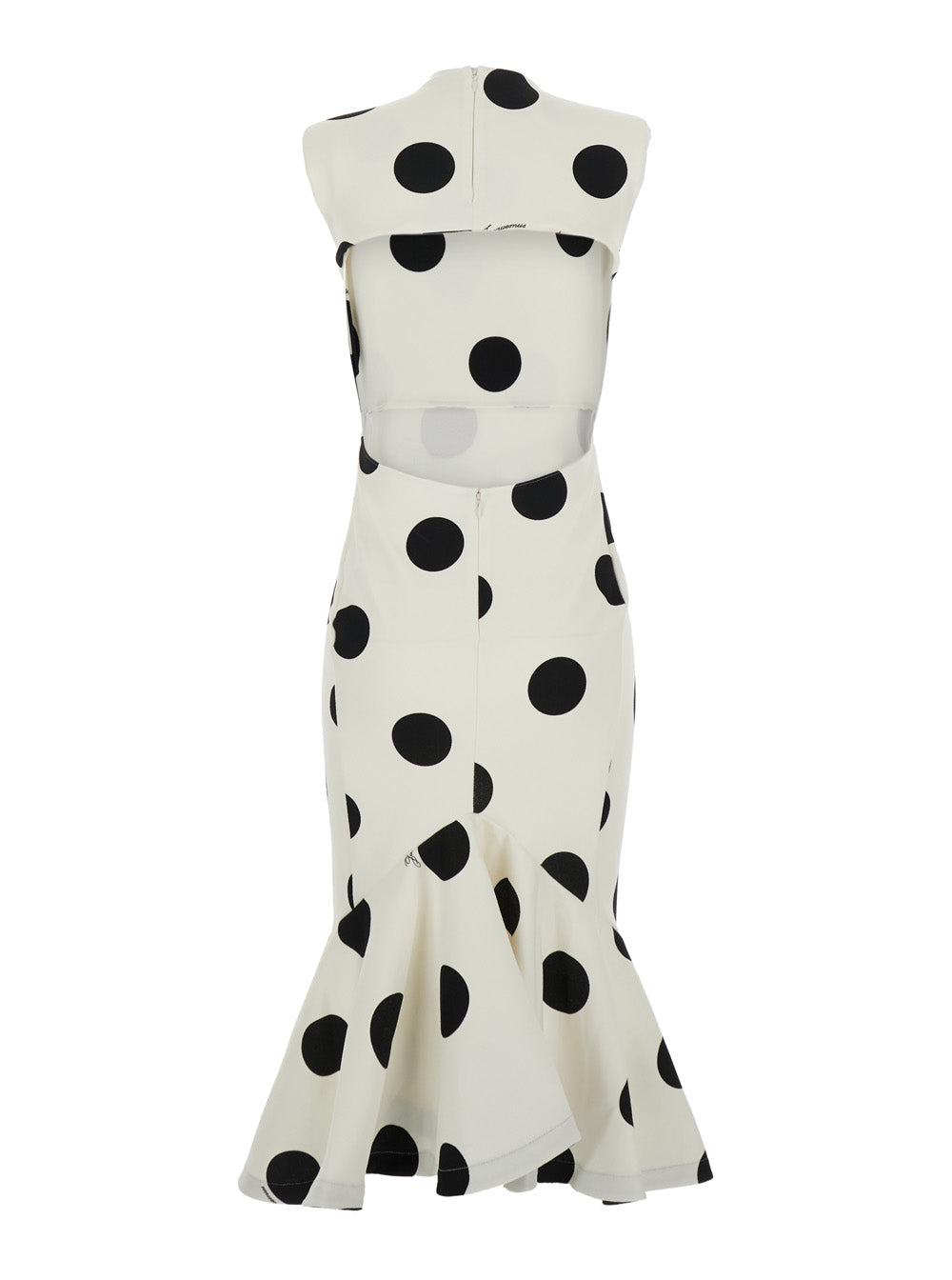 Jacquemus Women La Robe Palmier Pois Is A Long Dress With Long Sleeves And A V-Neck In Viscose, Polyamide And Elastane In Off-White For Women