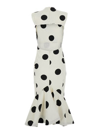 Jacquemus Women La Robe Palmier Pois Is A Long Dress With Long Sleeves And A V-Neck In Viscose, Polyamide And Elastane In Off-White For Women