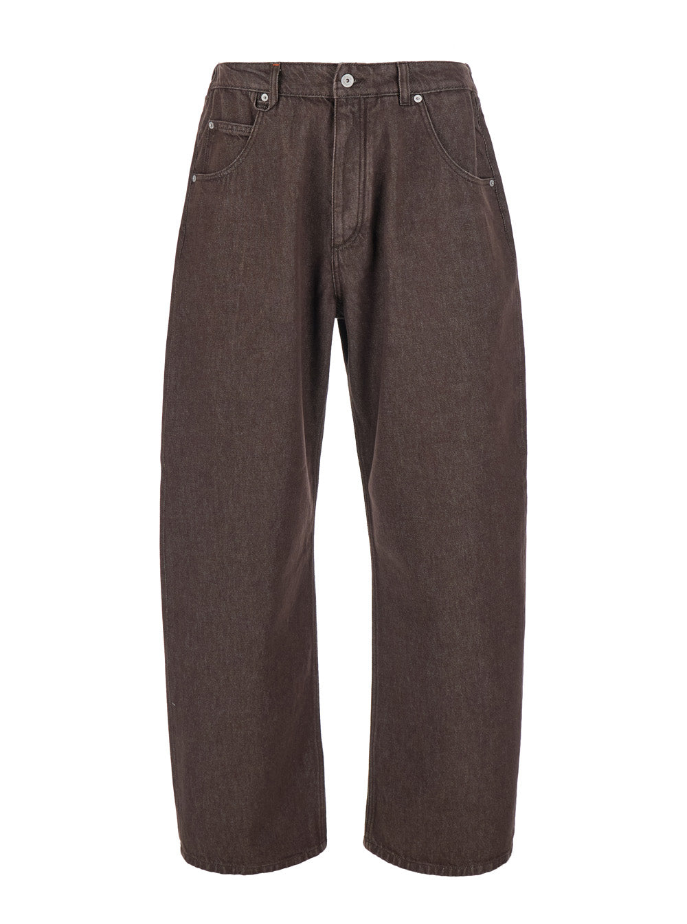 JACQUEMUS Jacquemus Men 'Le De-Nimes Tempo' Brown Jeans With Rear Logo Patch And Wide-Leg In Denim For Men