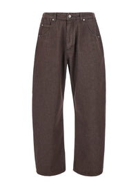 JACQUEMUS Jacquemus Men 'Le De-Nimes Tempo' Brown Jeans With Rear Logo Patch And Wide-Leg In Denim For Men