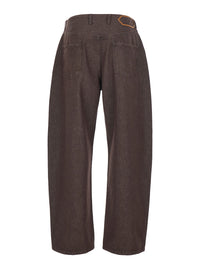 JACQUEMUS Jacquemus Men 'Le De-Nimes Tempo' Brown Jeans With Rear Logo Patch And Wide-Leg In Denim For Men