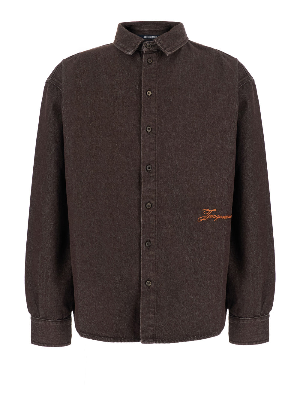 JACQUEMUS Jacquemus Men 'La Chemise De-Nimes Simon' Brown Shirt With Classic Collar And Logo Lettering On The Front In Denim For Men