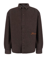 JACQUEMUS Jacquemus Men 'La Chemise De-Nimes Simon' Brown Shirt With Classic Collar And Logo Lettering On The Front In Denim For Men