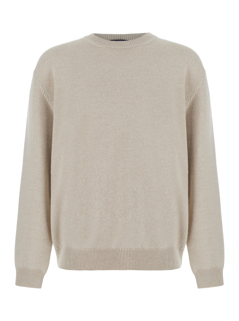 JACQUEMUS Jacquemus Men 'La Maille Moulin' Beige Crew Neck Sweater With Dropped Shoulders And Maxi Logo Lettering On The Back In Wool For Men