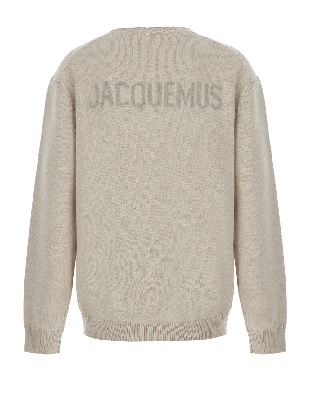JACQUEMUS Jacquemus Men 'La Maille Moulin' Beige Crew Neck Sweater With Dropped Shoulders And Maxi Logo Lettering On The Back In Wool For Men