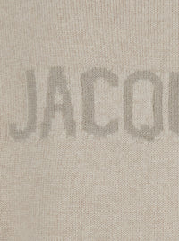 JACQUEMUS Jacquemus Men 'La Maille Moulin' Beige Crew Neck Sweater With Dropped Shoulders And Maxi Logo Lettering On The Back In Wool For Men