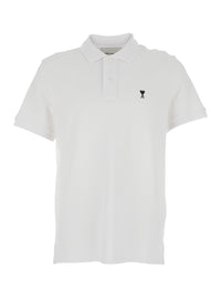 Ami Paris Men Polo Shirt With Adc Embroidery On The Front And Classic Collar In White For Men