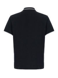 Gucci Men Black Polo Shirt With Contrasting Classic Collar And Logo Embroidery On The Front In Cotton For Men