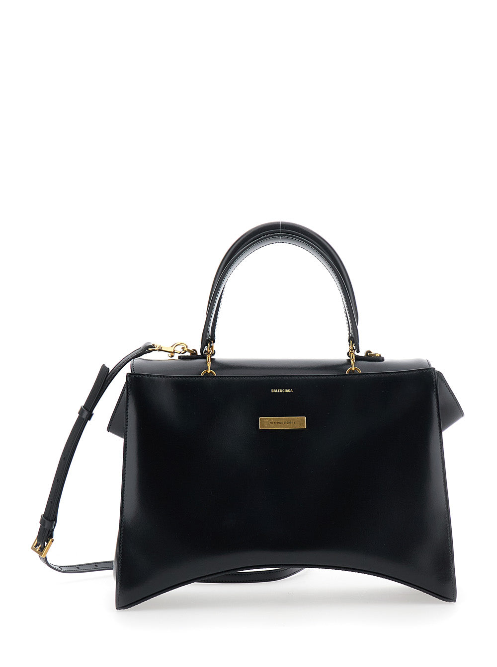 Balenciaga Women Hg Aven Top Handle Medium Bag In Shiny Box Calf Leather