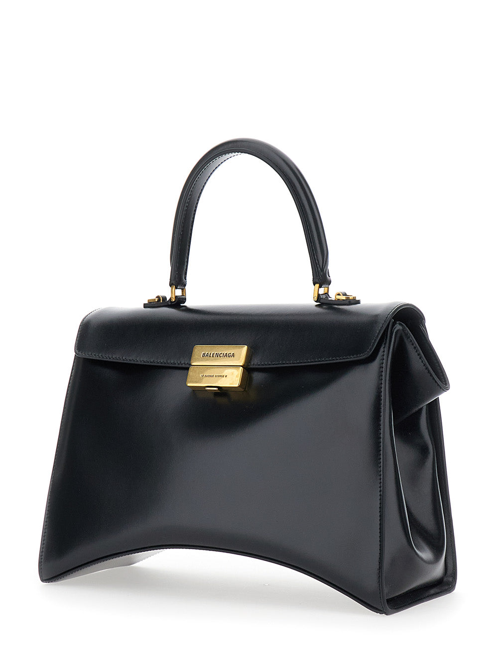 Balenciaga Women Hg Aven Top Handle Medium Bag In Shiny Box Calf Leather