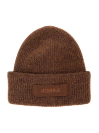 Jacquemus Women Le Bonnet Gros Grain Is A Unisex Brown Alpaca And Merino Wool Cap