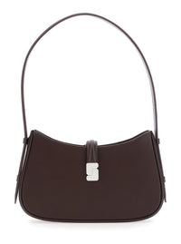 Soeur Women 'Bonnie' Brown Shoulder Bag With Fixed Shoulder Strap And Front Monogram Logo Closure In Leather For Women