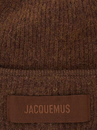 Jacquemus Men Le Bonnet Gros Grain Is A Hat Characterized By A Gros Grain Band And An Elegant Design. Brown Color. Unisex.