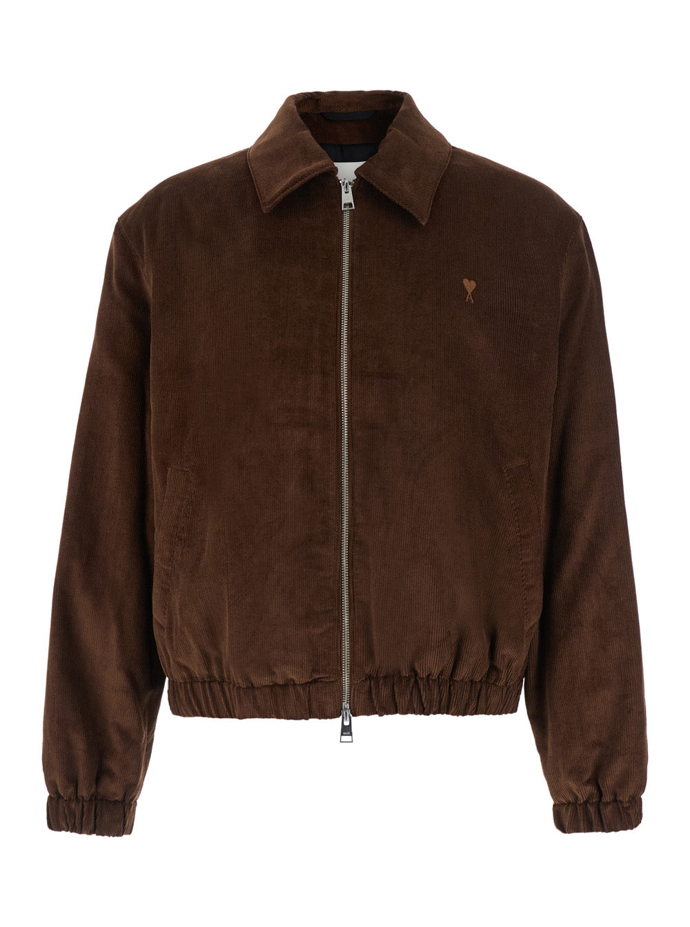 AMI PARIS Ami Paris Men Ami Paris Jacket Imbottita Con Zip In Tessuto Tecnica Marrone Uomo