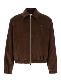 AMI PARIS Ami Paris Men Ami Paris Jacket Imbottita Con Zip In Tessuto Tecnica Marrone Uomo