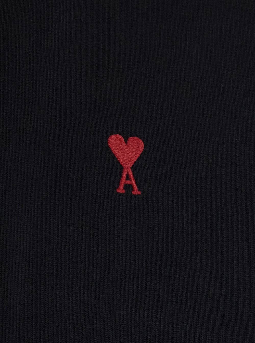 Ami Paris Men Black Zip-Up Sweatshirt With Ami De Coeur Logo In Red, Made Of Cotton, Unisex