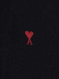 Ami Paris Men Black Zip-Up Sweatshirt With Ami De Coeur Logo In Red, Made Of Cotton, Unisex
